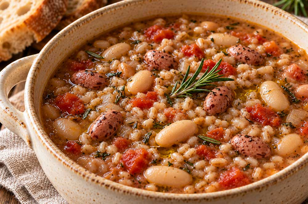 Zuppa orzo e fagioli