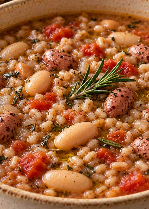 Zuppa di orzo e fagioli