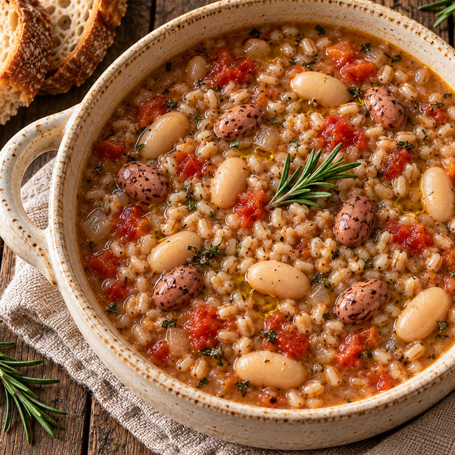 Zuppa di orzo e fagioli